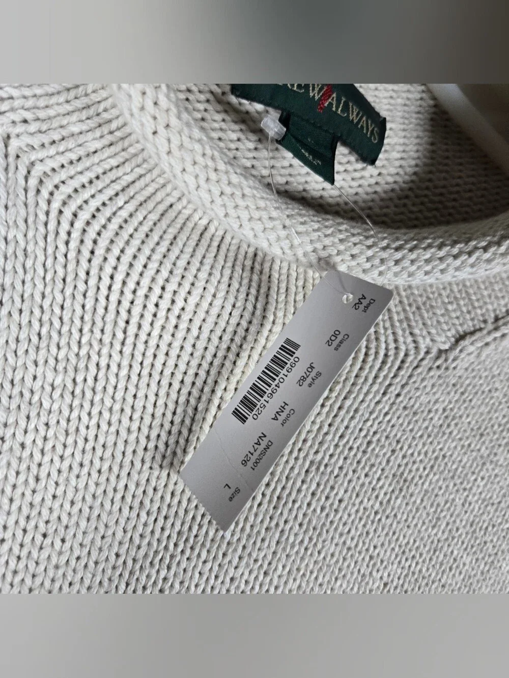 J Crew Always Rollneck Knit Sweater Mens Large Cream Cotton Solid Fisherman NWT